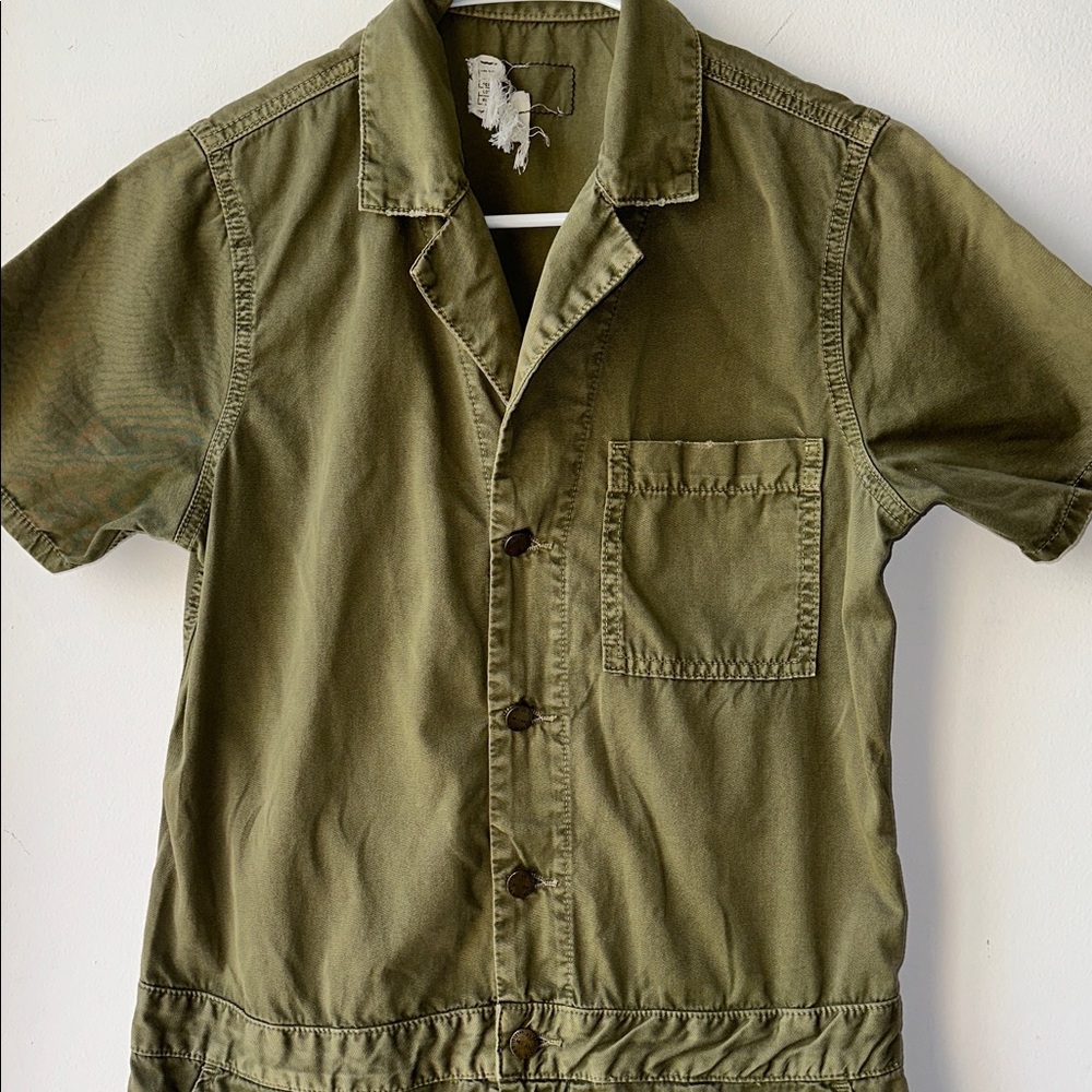 The Engineer Romper in Army Green Current Elliot
